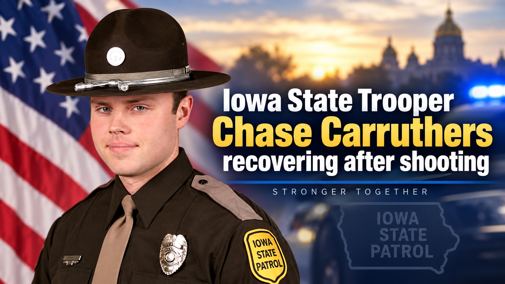 Iowa trooper shot in the line of duty returns home after weeks in hospital